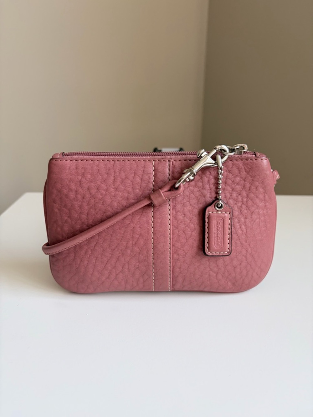 Coach Pebbled Leather Wristlet